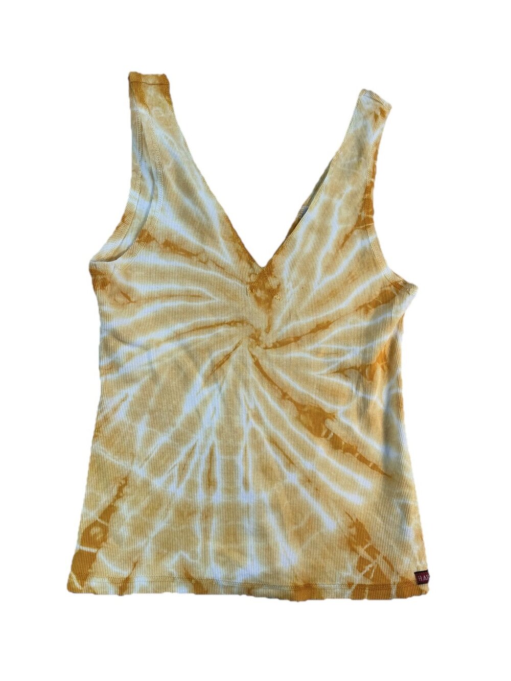 Tail Hard Tank Top Womens Yellow V-Neck Sleeveless Stretch Basic Size L